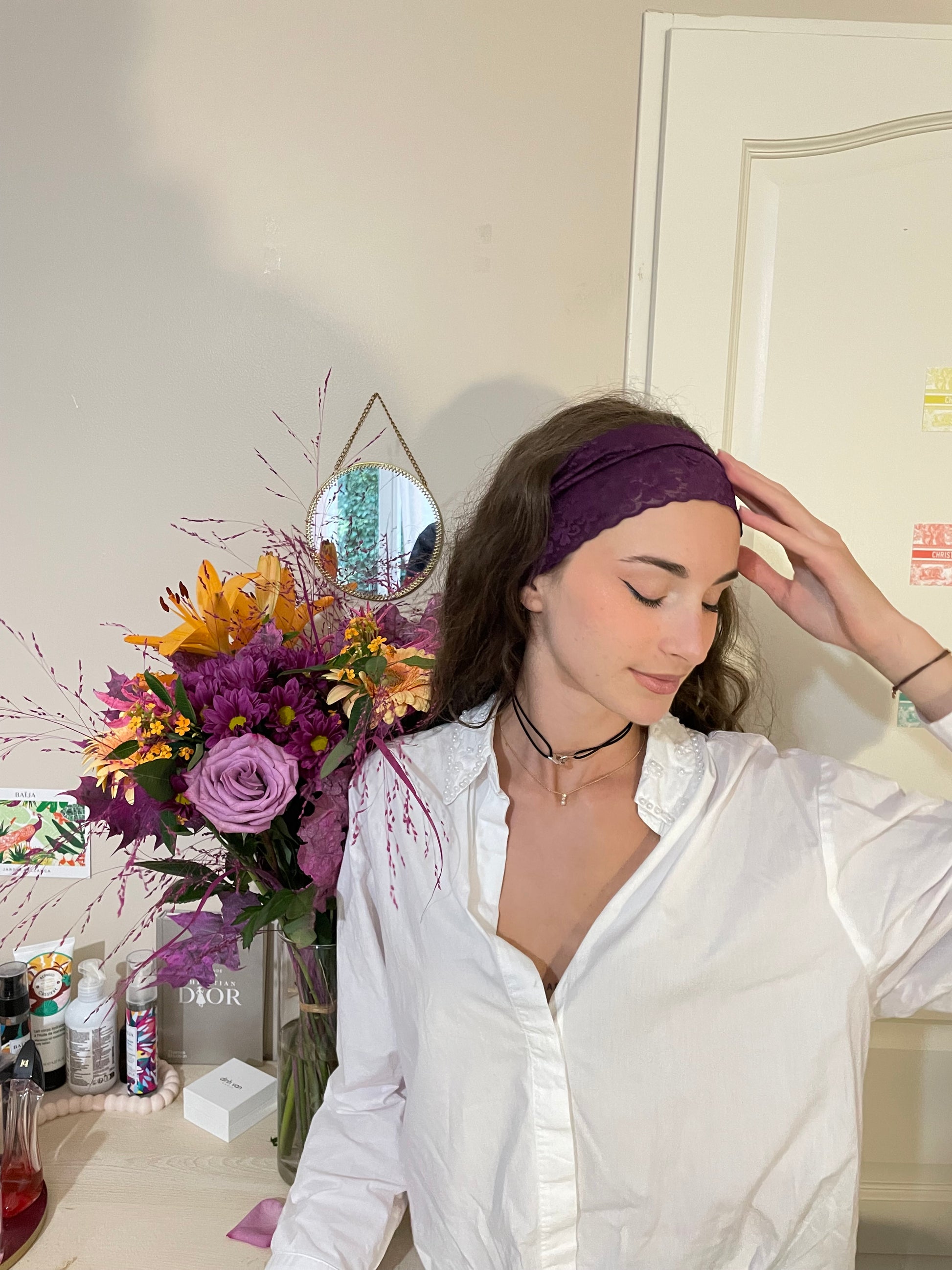 Bandeau pour cheveux dentelle large