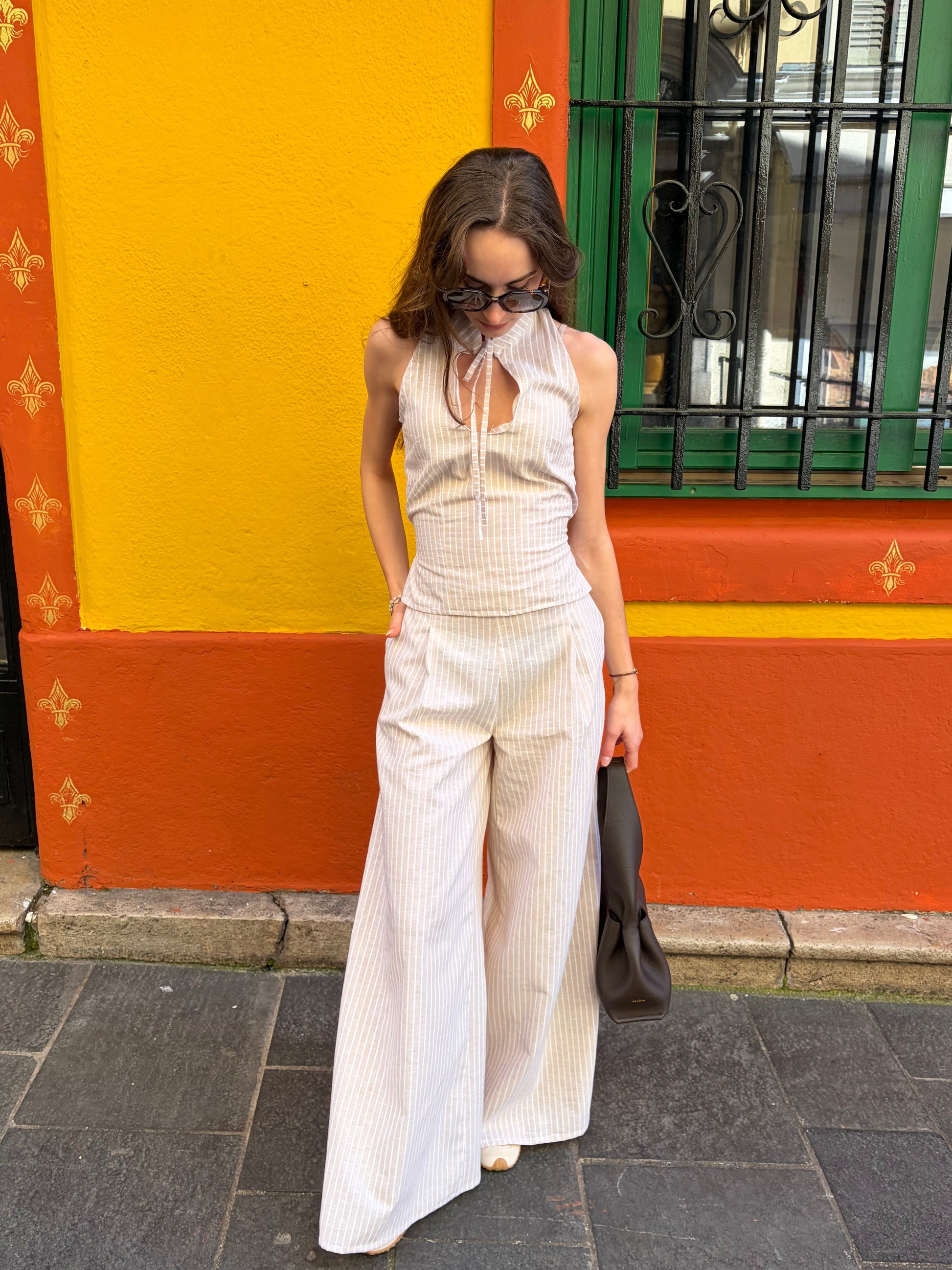 Pantalon à pinces en lin