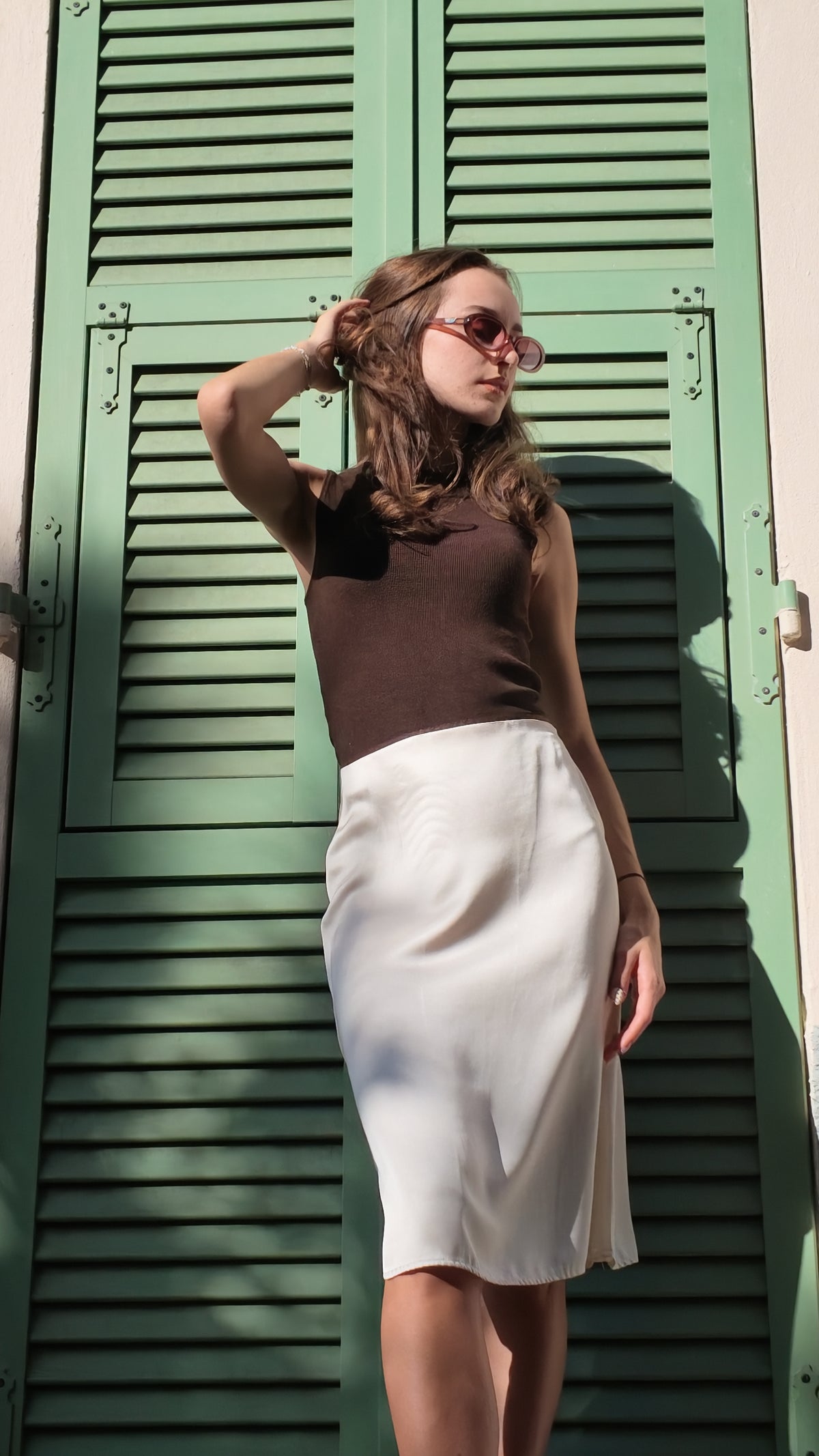 Jupe mid' en satin