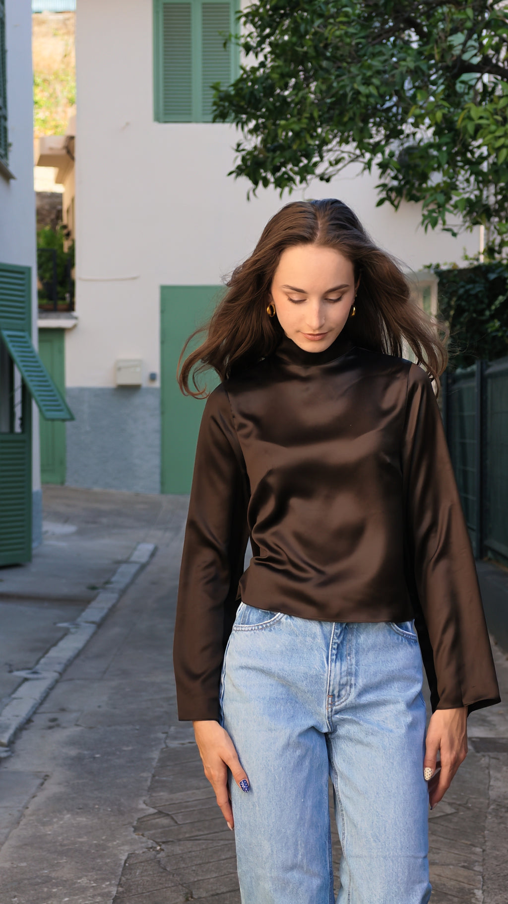 Blouse drapée en soie