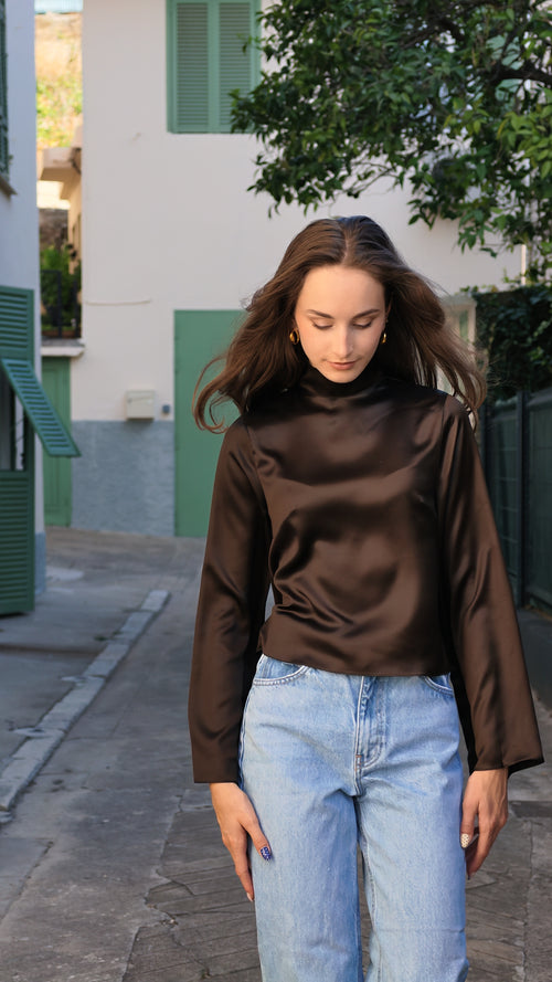 Blouse drapée en soie