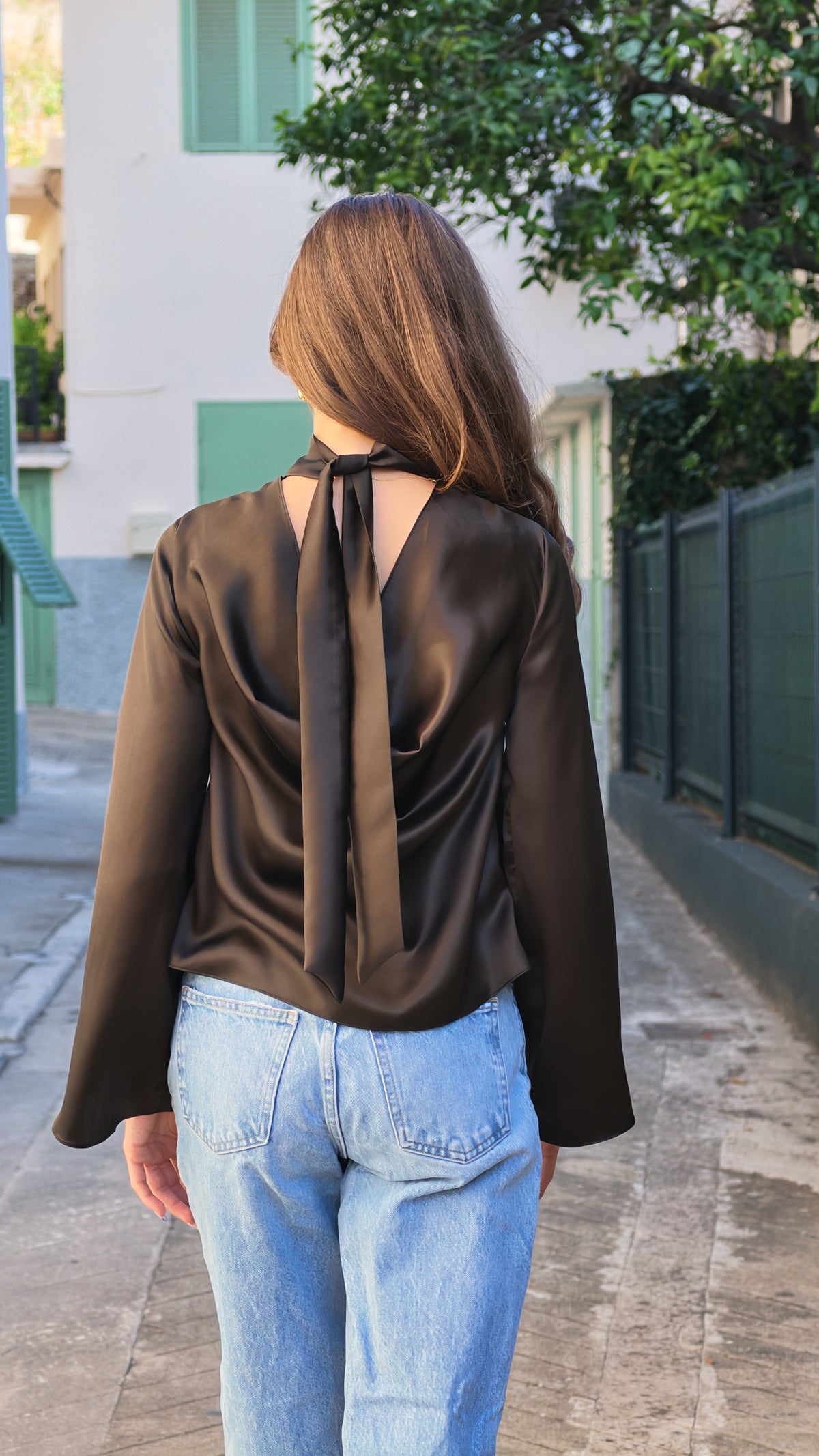 Blouse drapée en soie