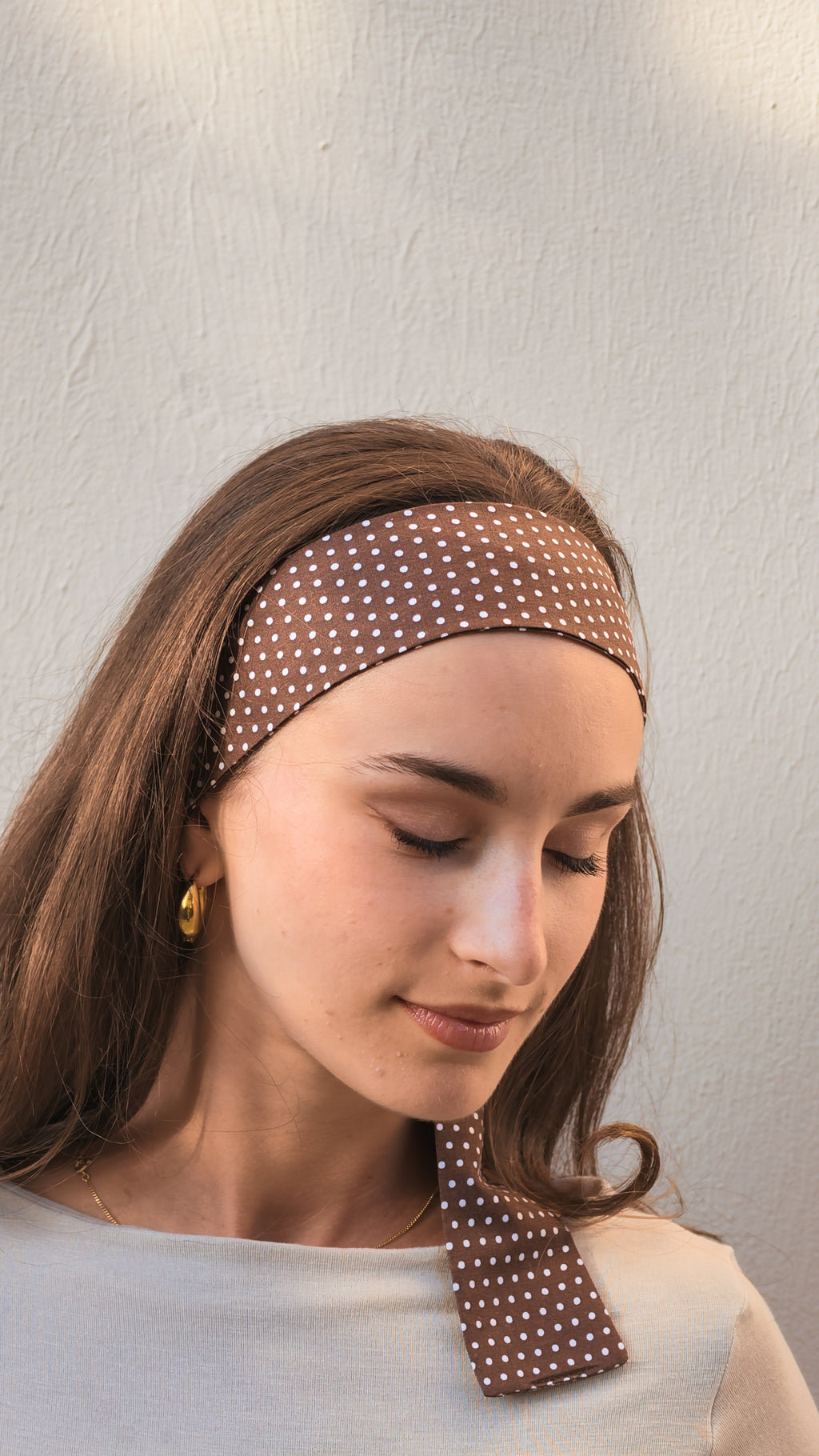 Le Bandeau long à pois marron glacé