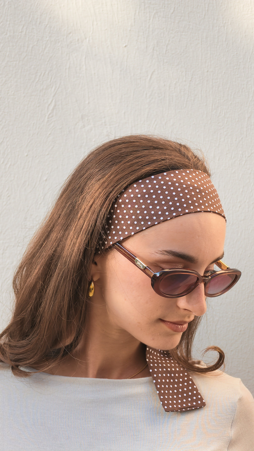 Le Bandeau long à pois marron glacé