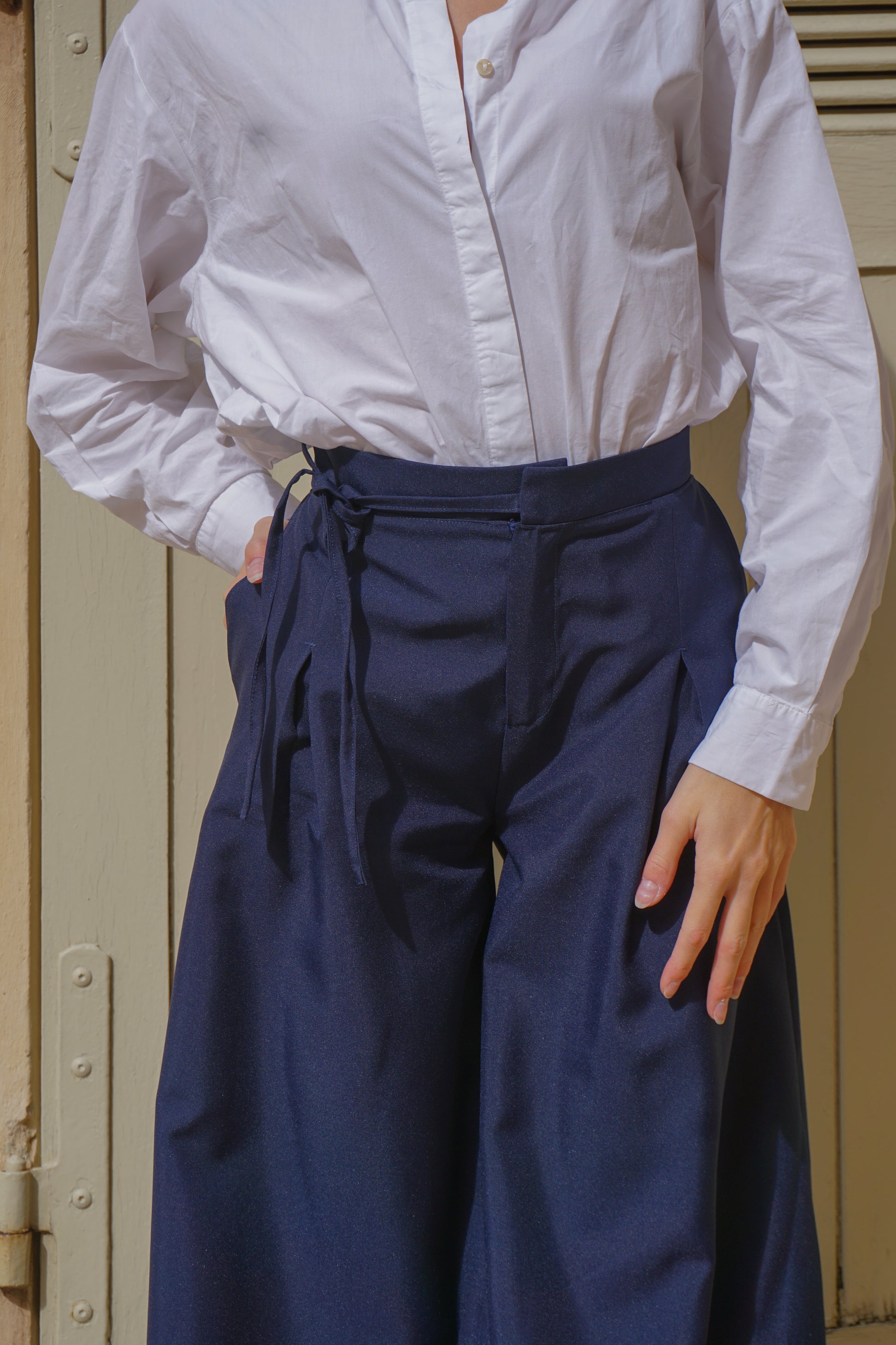 Pantalon large à plis