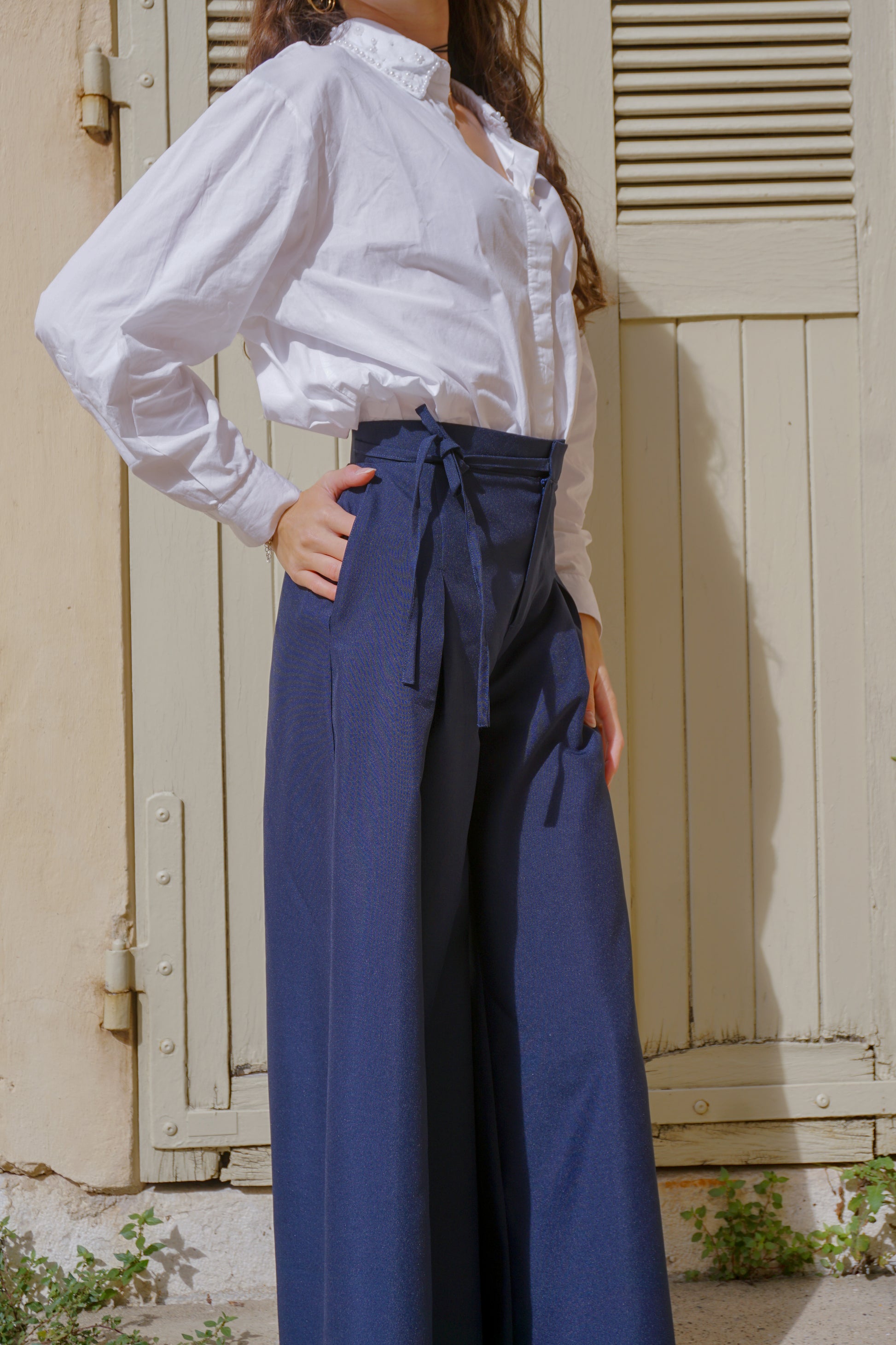 Pantalon large à plis