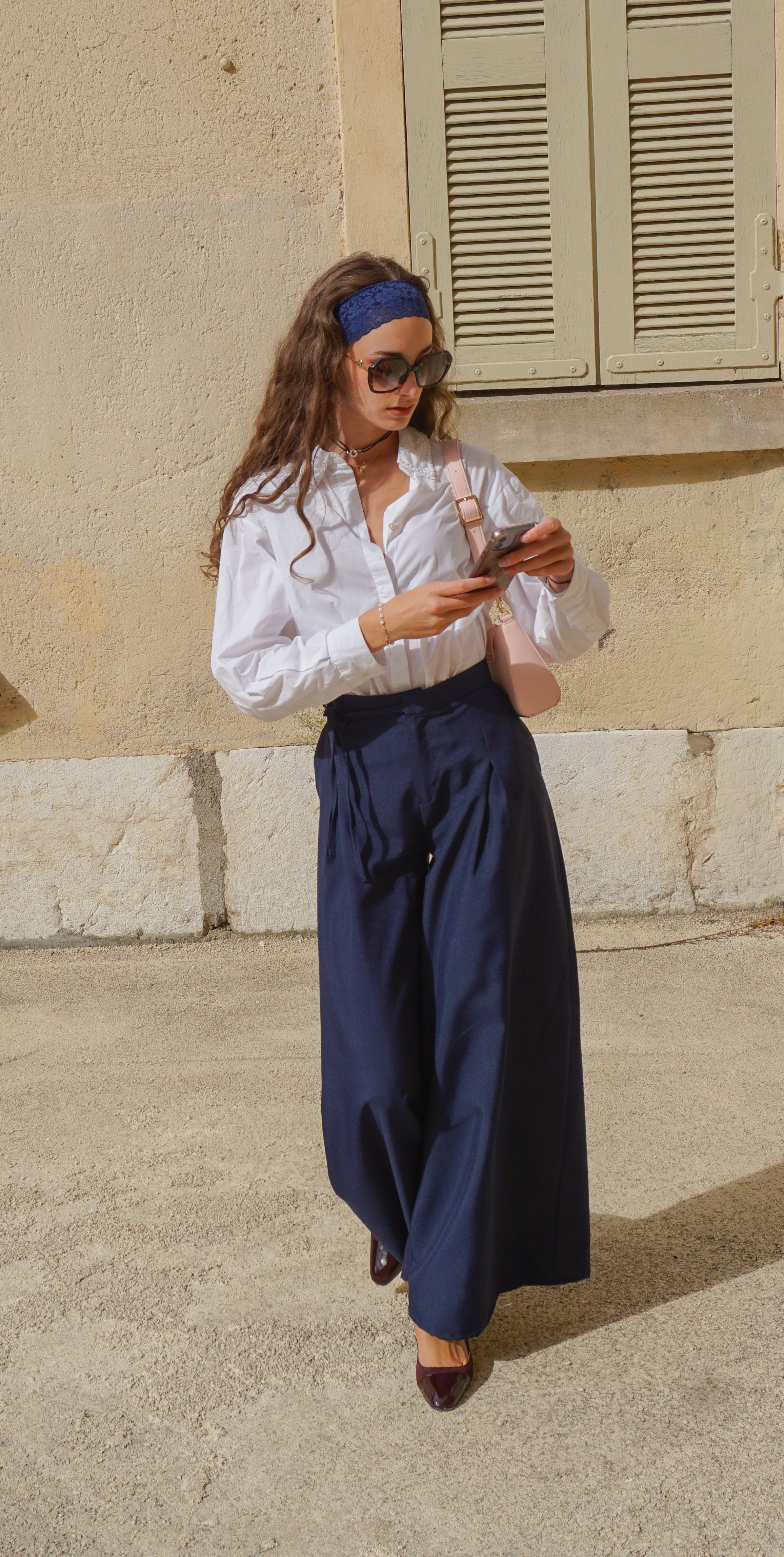 Pantalon large à plis