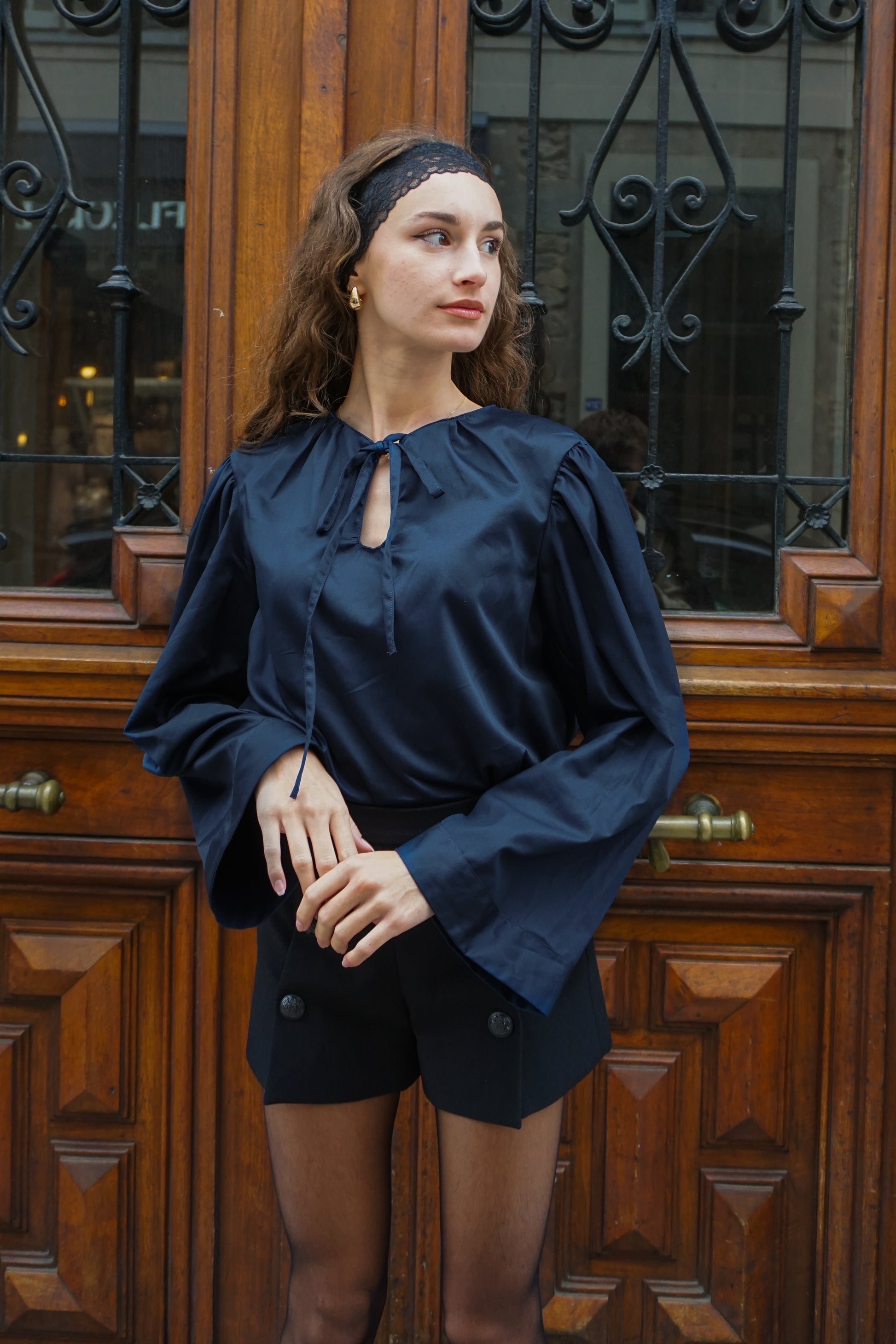 Blouse évasée à fronces