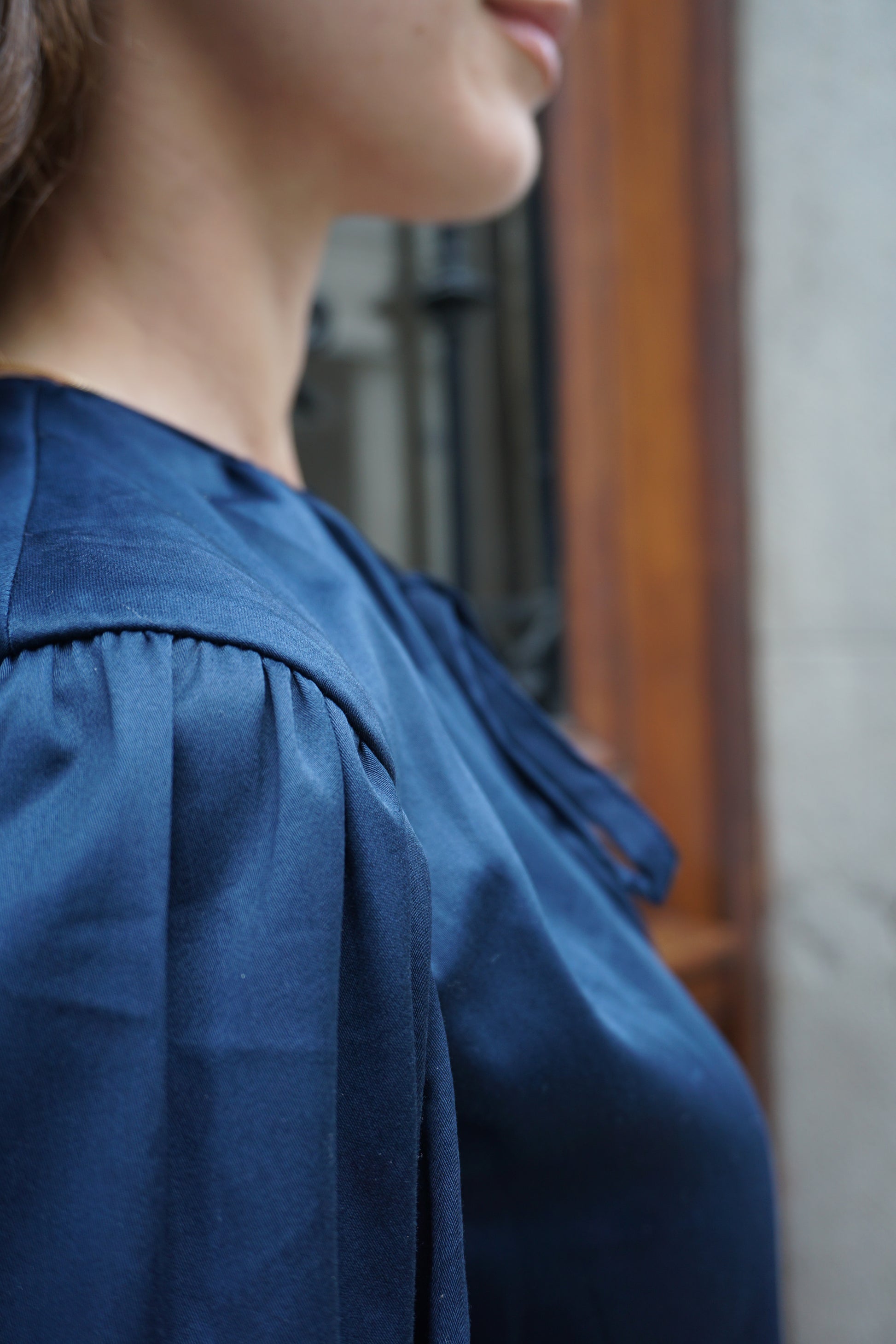 Blouse évasée à fronces