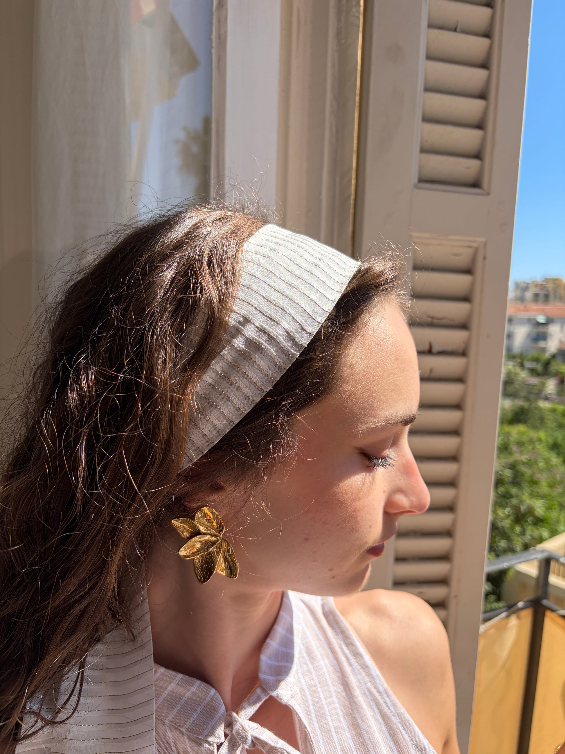 Le Bandeau long blanc en soie
