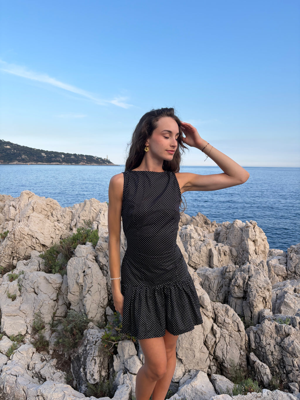 Robe volanté à pois