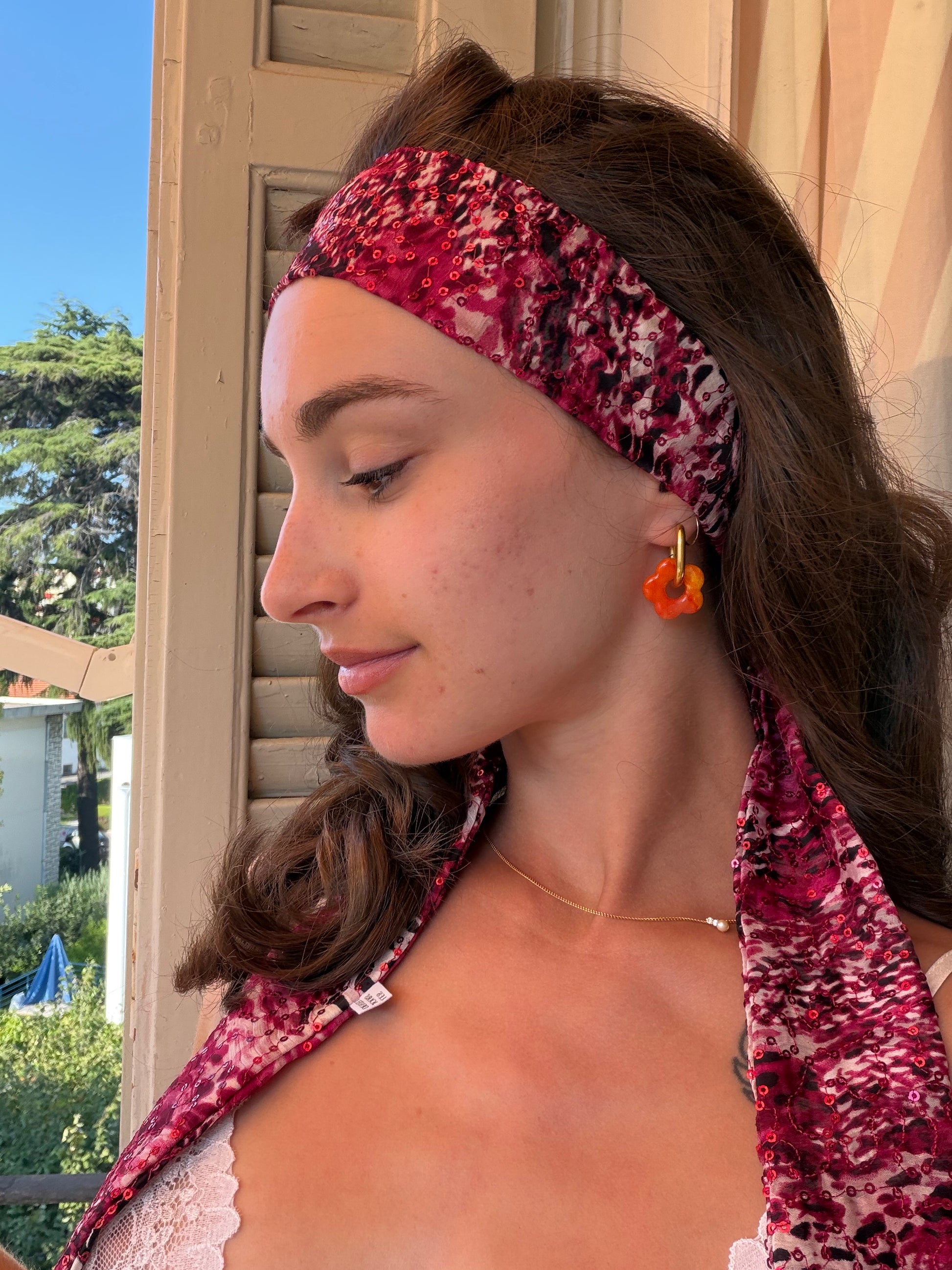 Le Bandeau long rose à sequins